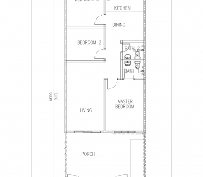 Rembia Single Storey Terrace Floor Plan 22'x60'